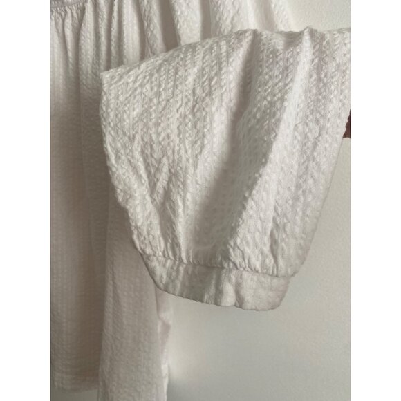 Terra & Sky Square Neckline White Textured Cotton Blouse Women’s Size 1X (16-18) - Picture 3 of 6